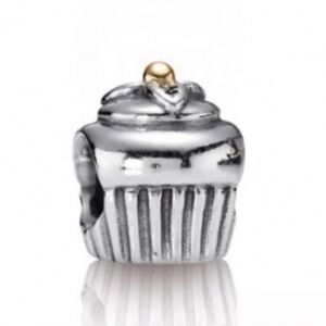 Pandora 925 & 14K Two Tone Bakery Cupcake Dessert Food Rare Retired Bead Charm